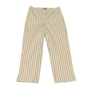 Peck & Peck Striped Tan Gold Straight Leg Mid Rise capri pants Size 4 Stretch